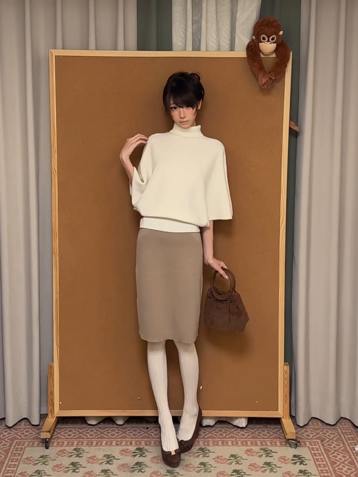 Women’s Cape Turtleneck Knit Sweater and Bodycon Skirt Set