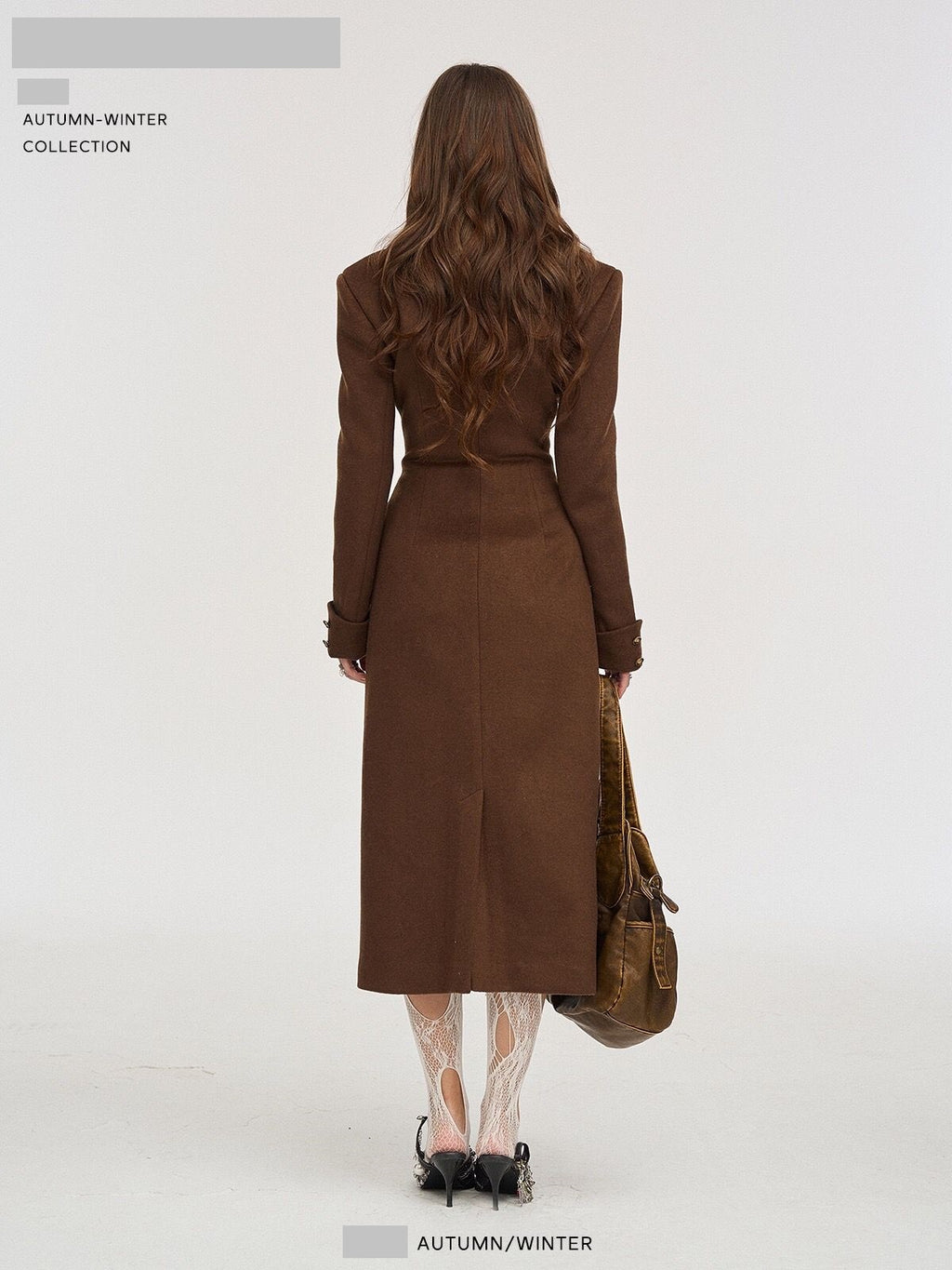 Vintage Brown Wool Waist-cinched Coat