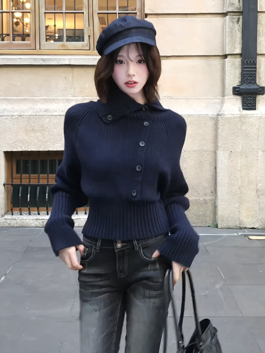 Relaxed-Fit Long-Sleeve Sweater and Skirt Set with a Flattering Defined Waist