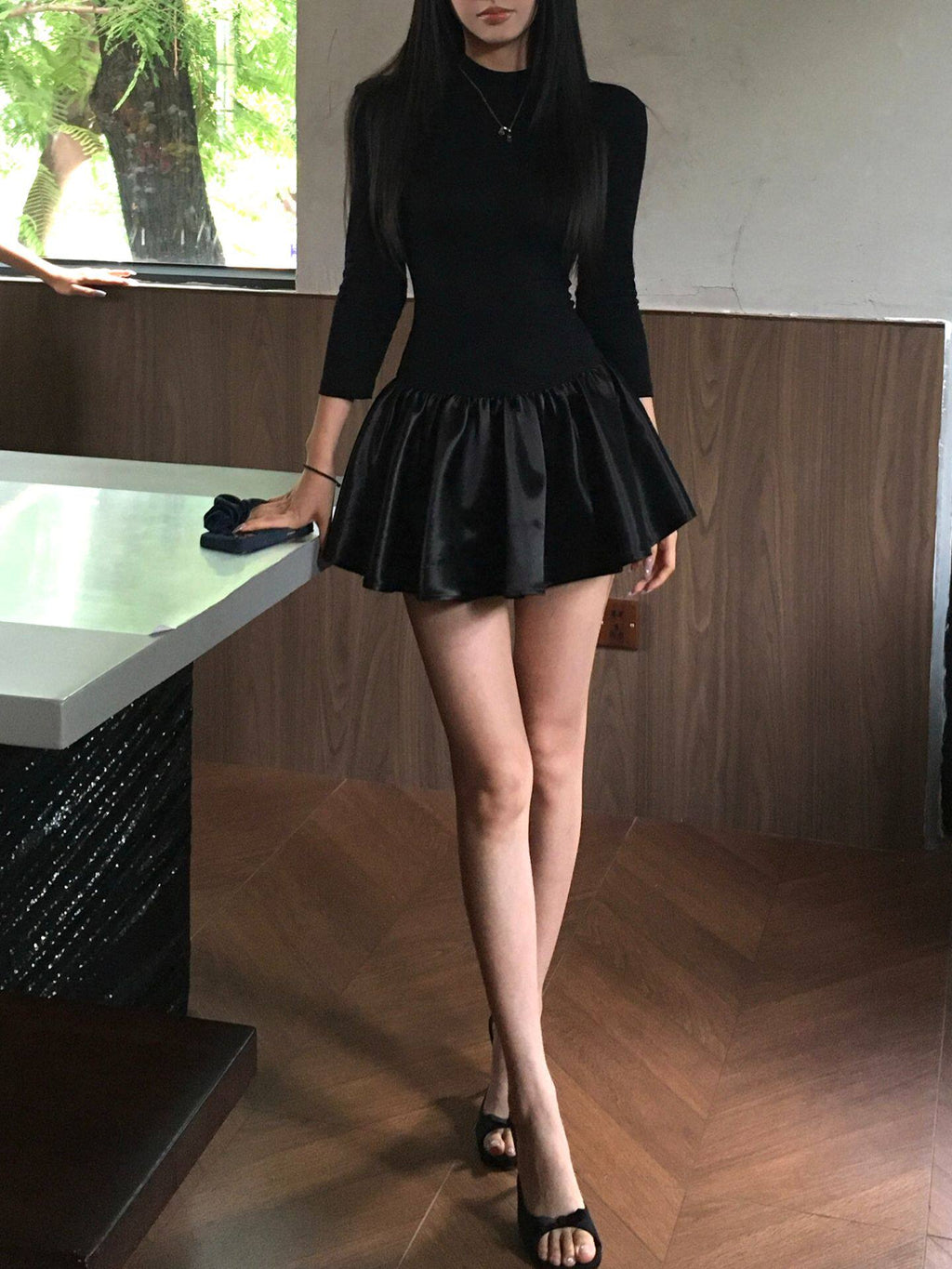 Black Backless Cutout Dress