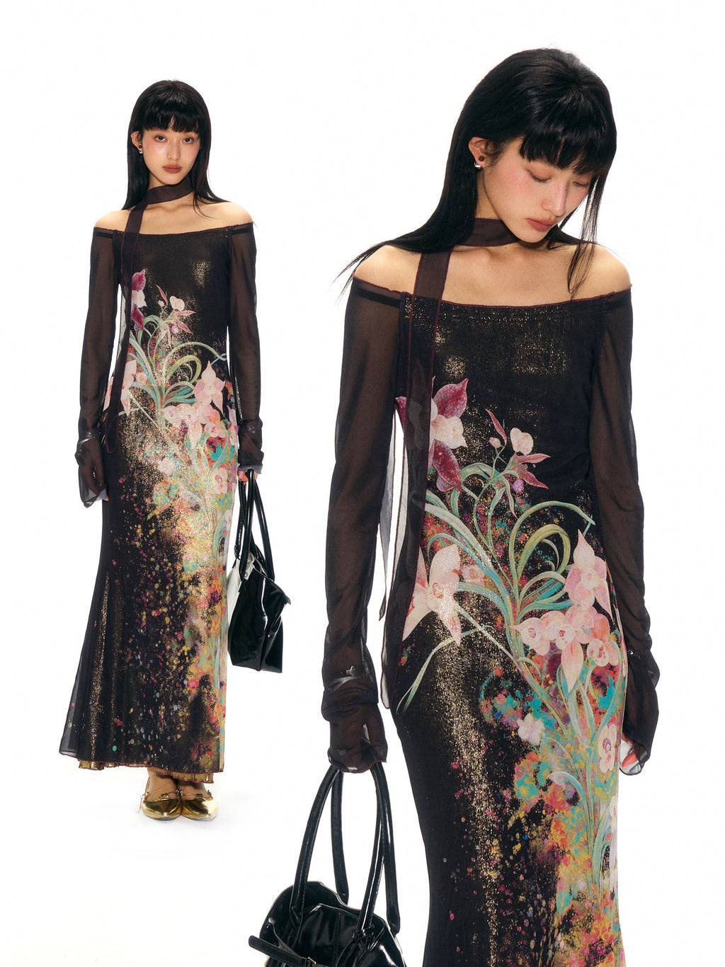 Gold foil mesh mermaid skirt