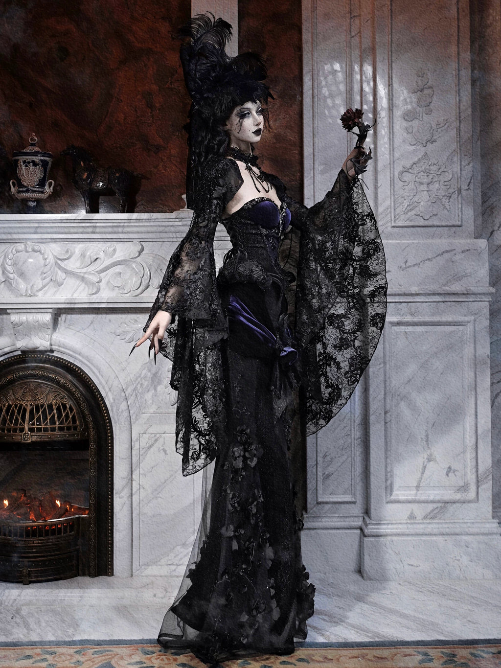 Women's Glamorous Ornate Three-Piece Evening Dress Set