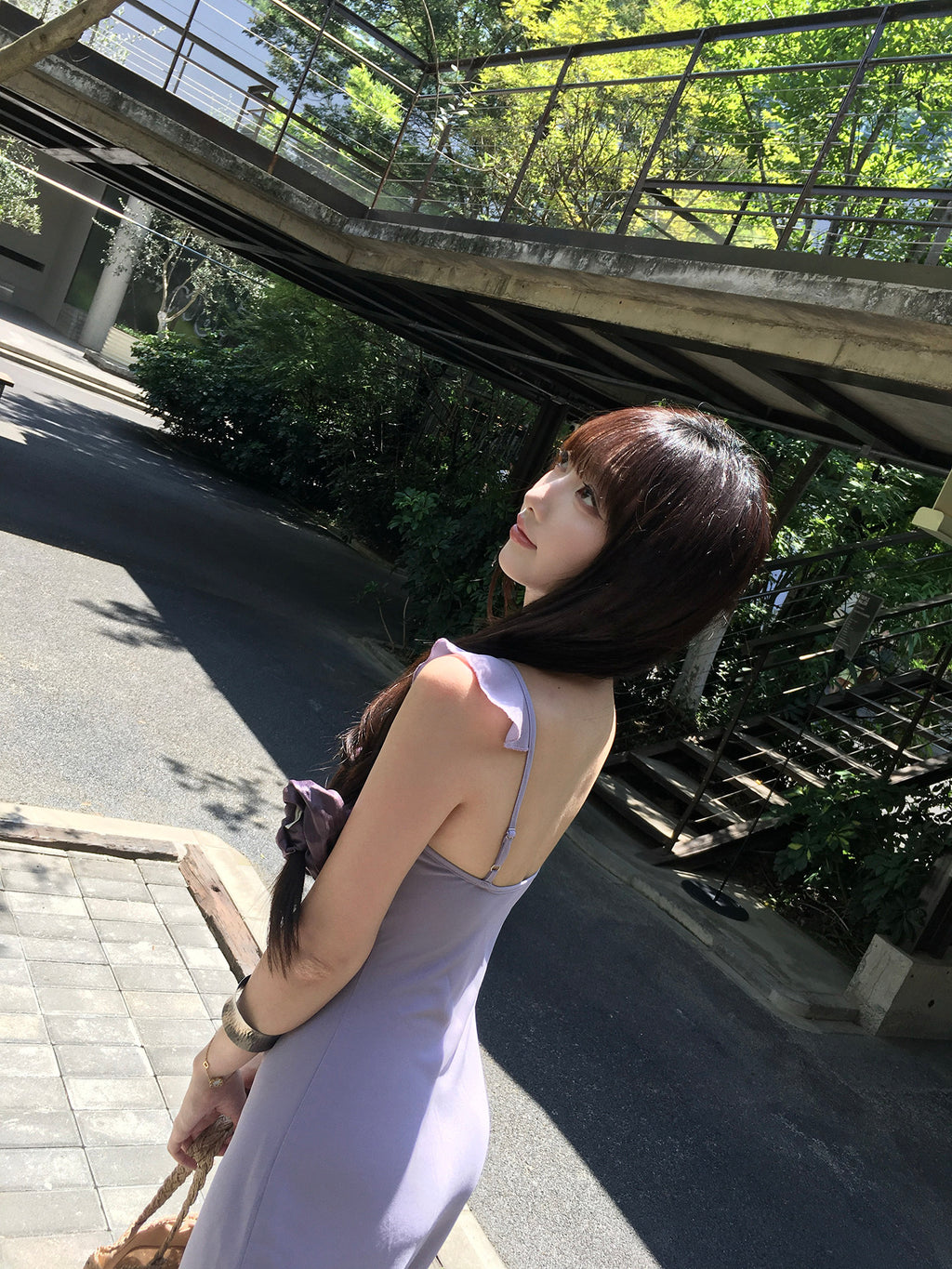 Purple camisole dress
