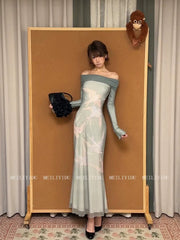 Printed Mesh Off-Shoulder Dress for Women