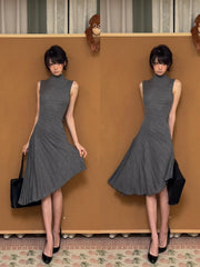Grey Knit Sleeveless Vest Dress