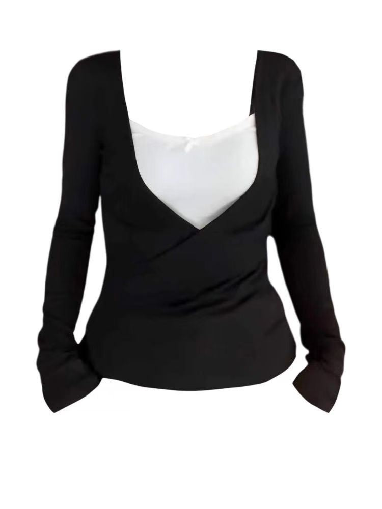 Mock Two-Piece Top and Skirt Set