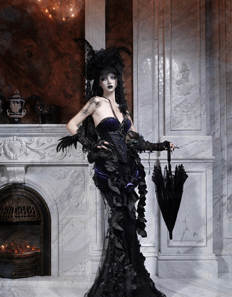 Women's Glamorous Ornate Three-Piece Evening Dress Set