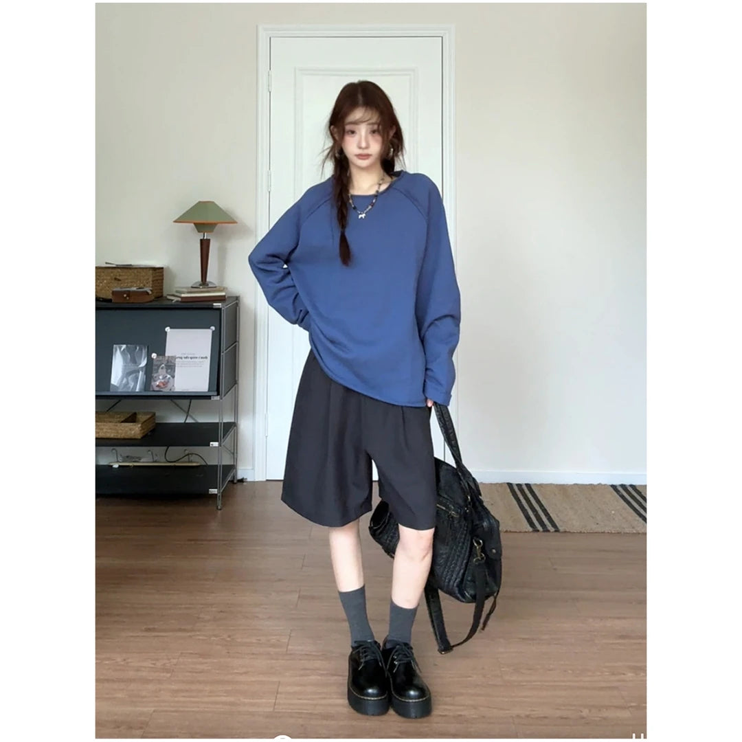 Cotton Crewneck Long Sleeve Sweatshirt
