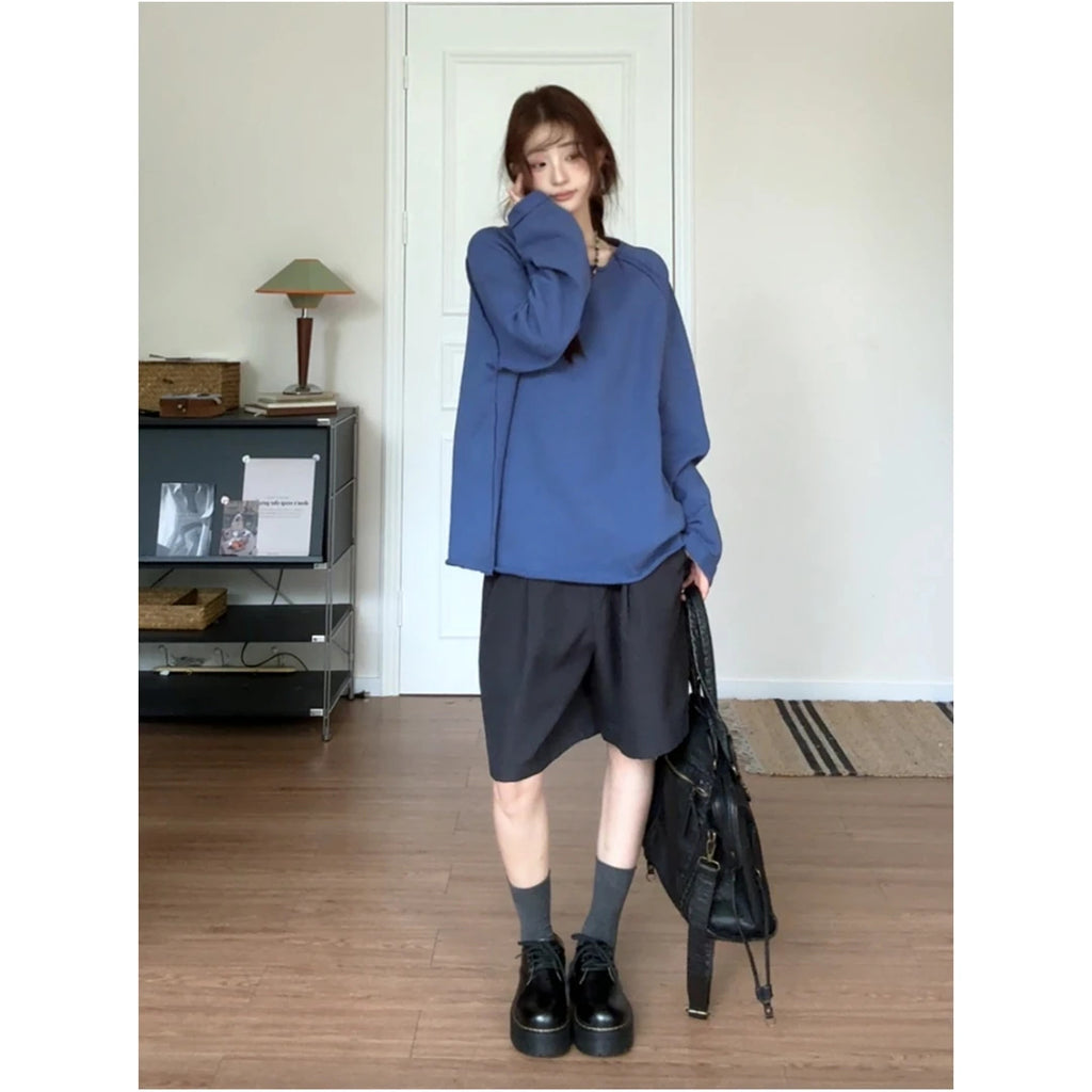 Cotton Crewneck Long Sleeve Sweatshirt
