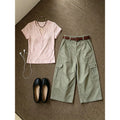 V-Neck Knit Top & High-Waist Wide-Leg Pants Set