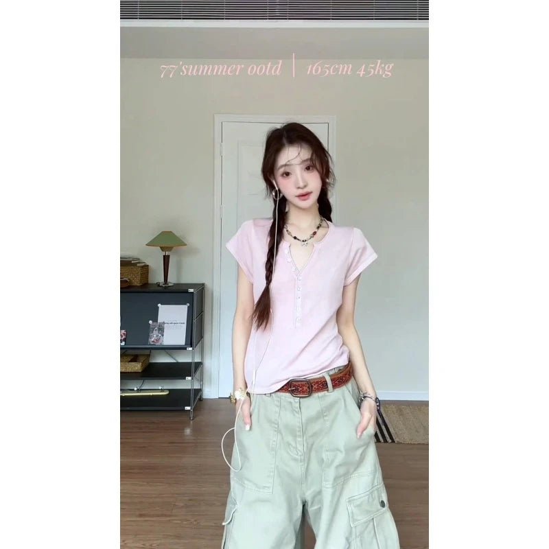 V-Neck Knit Top & High-Waist Wide-Leg Pants Set