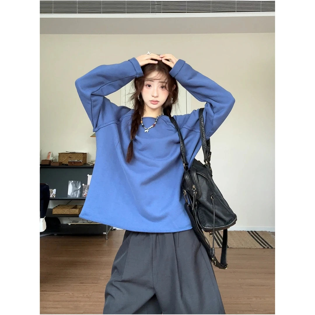 Cotton Crewneck Long Sleeve Sweatshirt