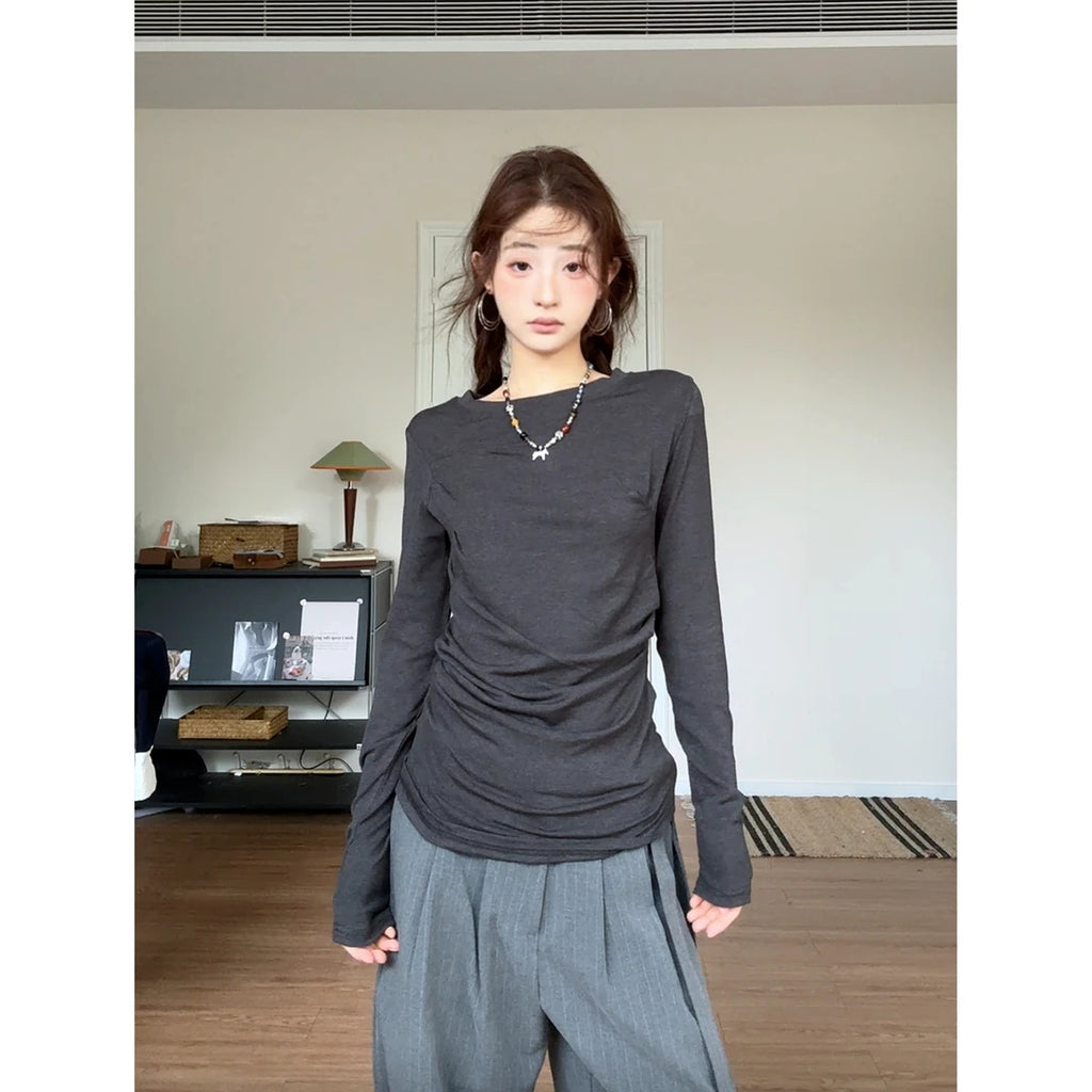 Oversized Long Sleeve Top & Knit Layer 2-Piece Set