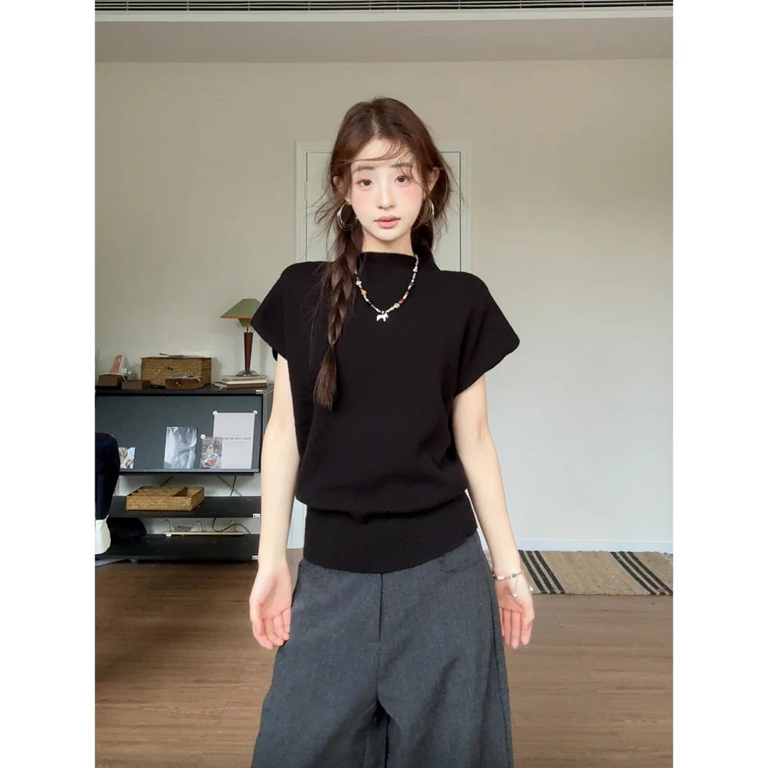 Oversized Long Sleeve Top & Knit Layer 2-Piece Set