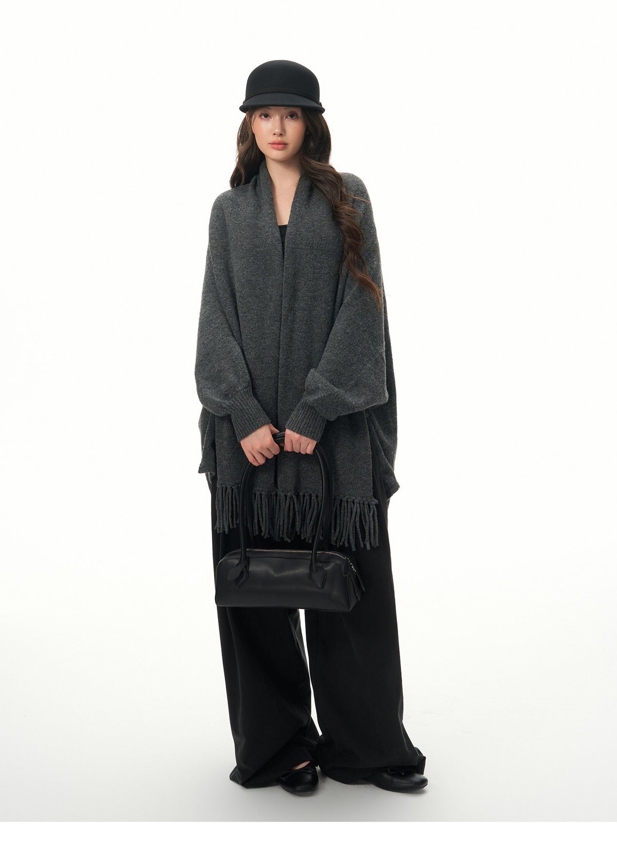 Women's Elegant Wool Knit Cape Cardigan