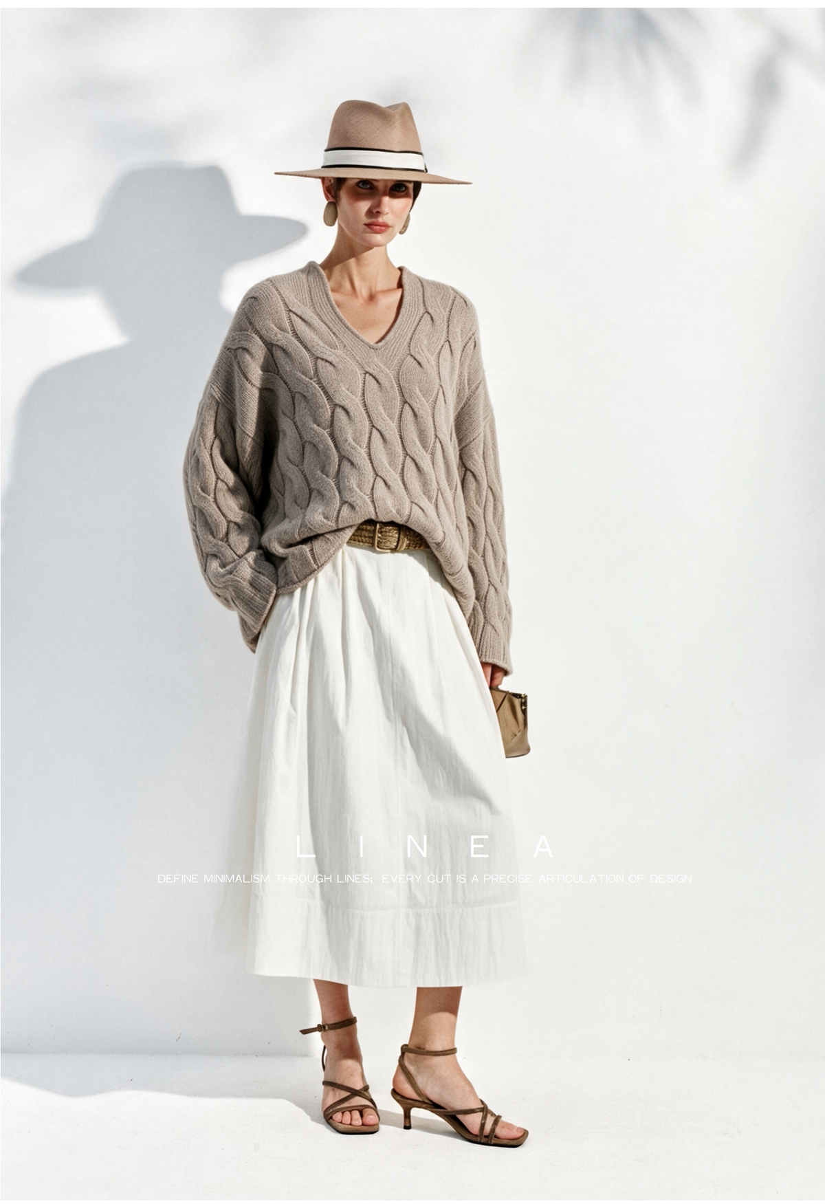 Unisex Cable-Knit V-Neck Sweater