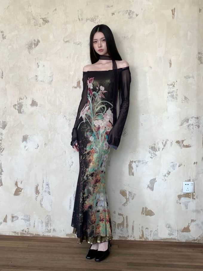 Gold foil mesh mermaid skirt