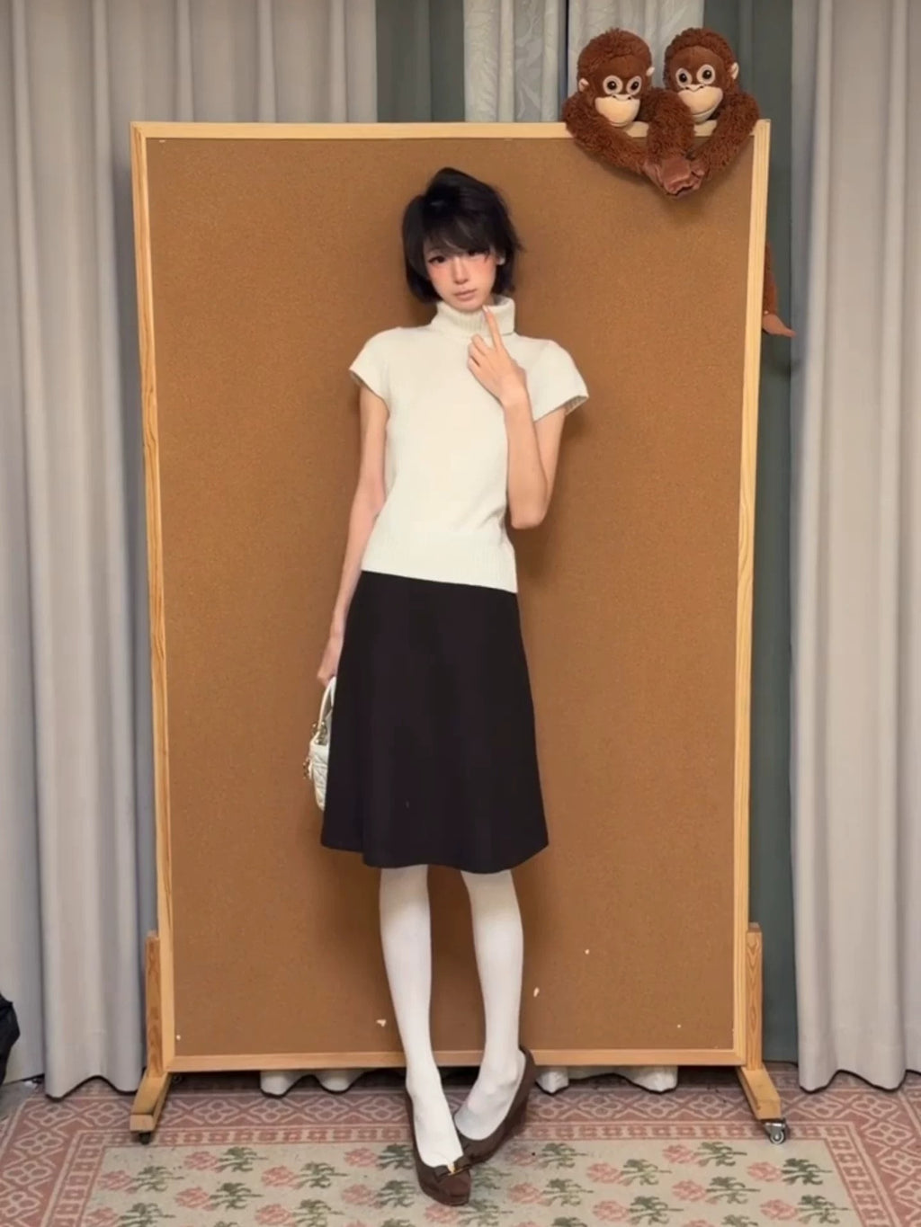 Elegant Short-Sleeve Knit Top & Skirt Set