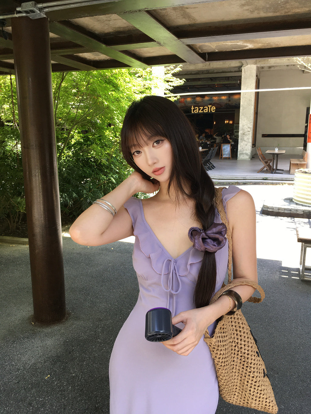 Purple camisole dress
