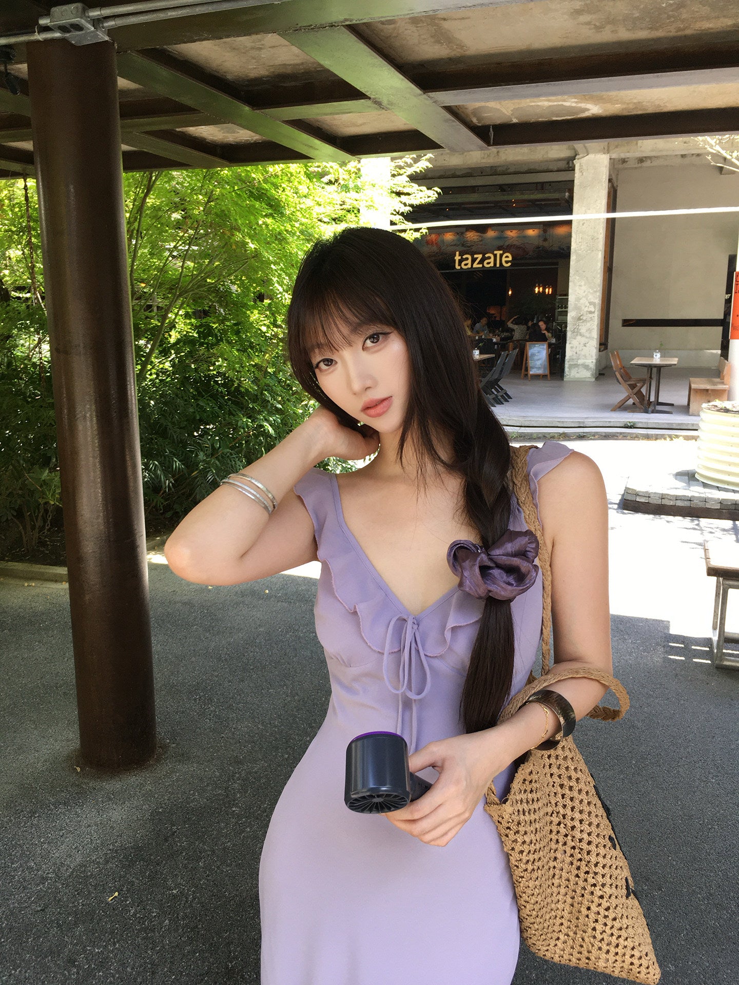 Purple camisole dress
