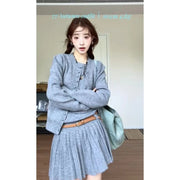 Women’s 3-Piece Knit Cardigan and Pleated Midi Skirt Set