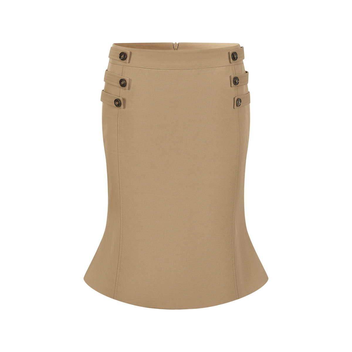 Square-Shoulder Double-Breasted Belted Trench Coat & Bodycon Fishtail Midi Skirt Set