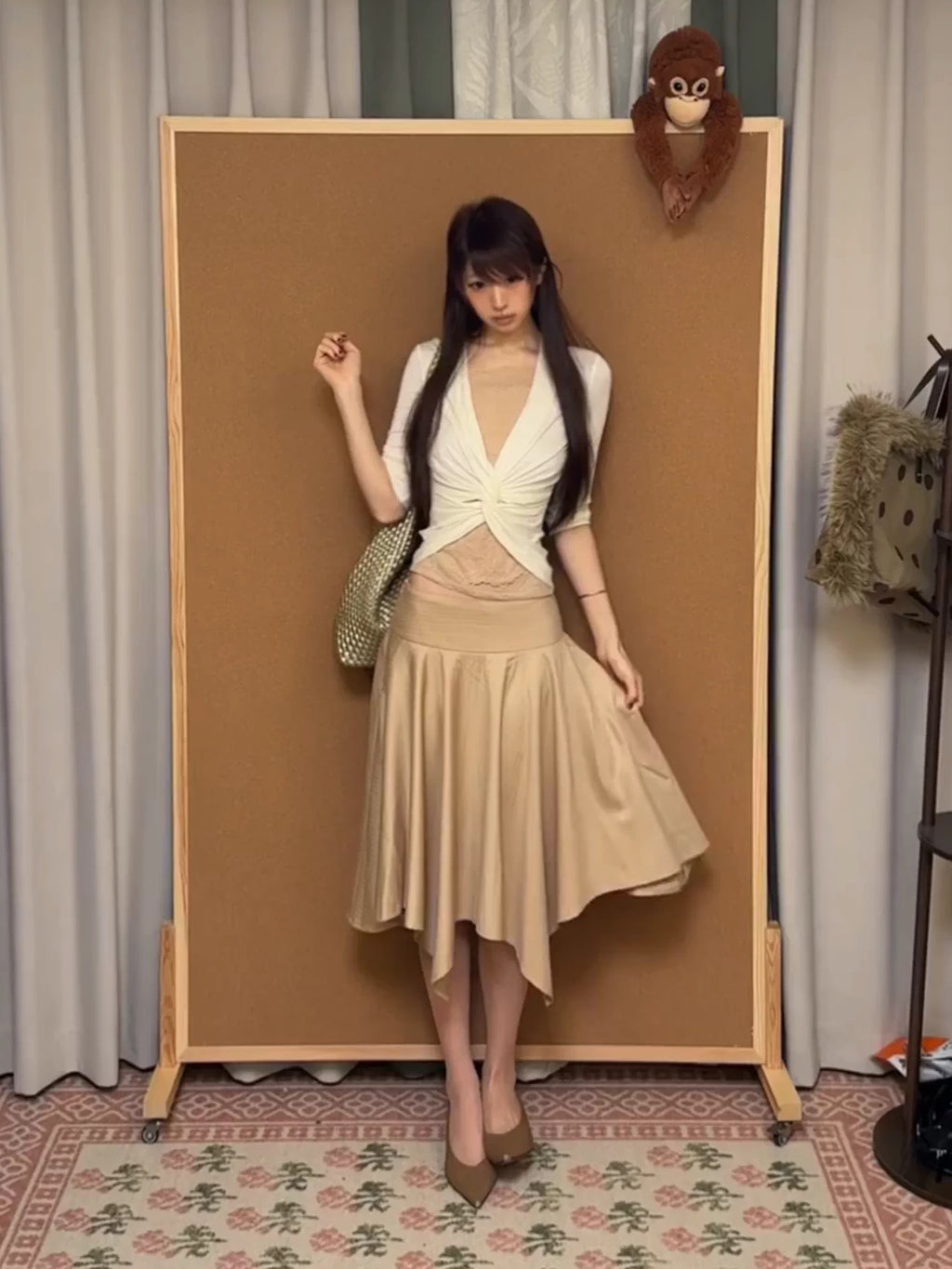 Long Sleeve Top & Asymmetric A-Line Skirt Set