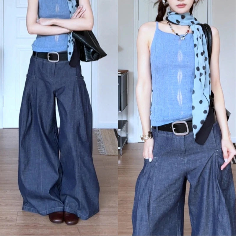 Sleeveless Top With High-waisted Wide-leg Pants Set