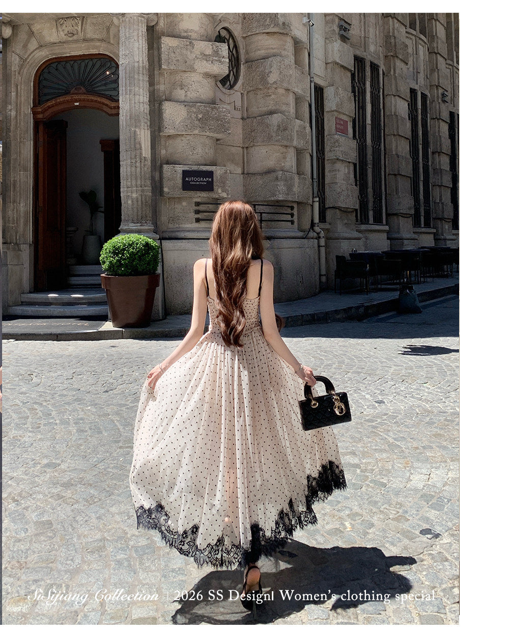 Women's Elegant Polka Dot Spaghetti Strap Dress with Fitted Waist