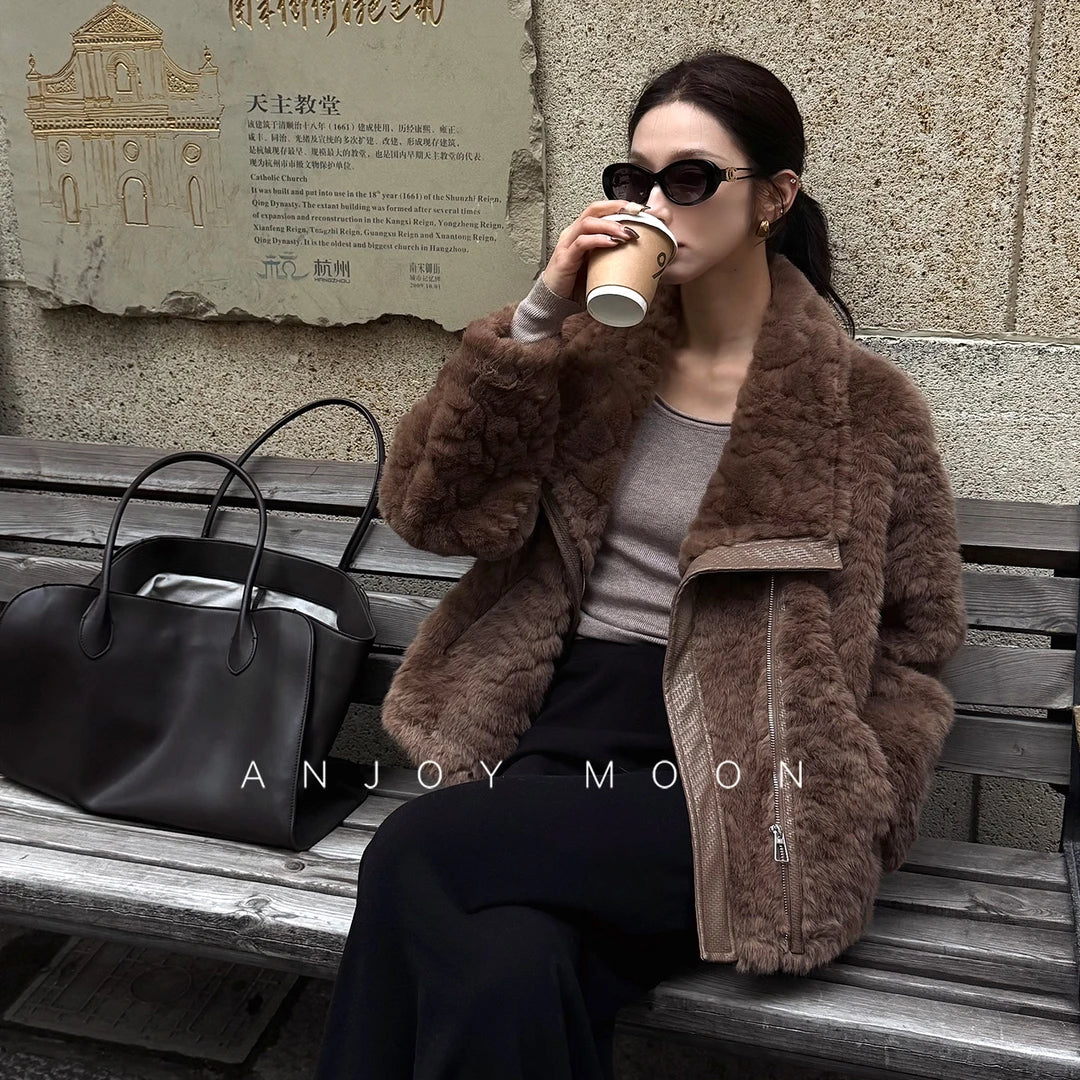 Women's Warm Cropped Faux Mink Fur Jacket