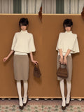 Women’s Cape Turtleneck Knit Sweater and Bodycon Skirt Set