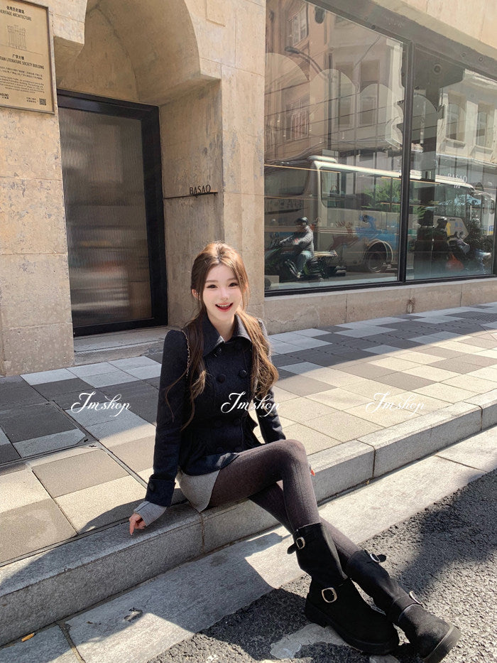 Double-Breasted Wool Blend Coat Jacket for Women Fall Winter Outerwear