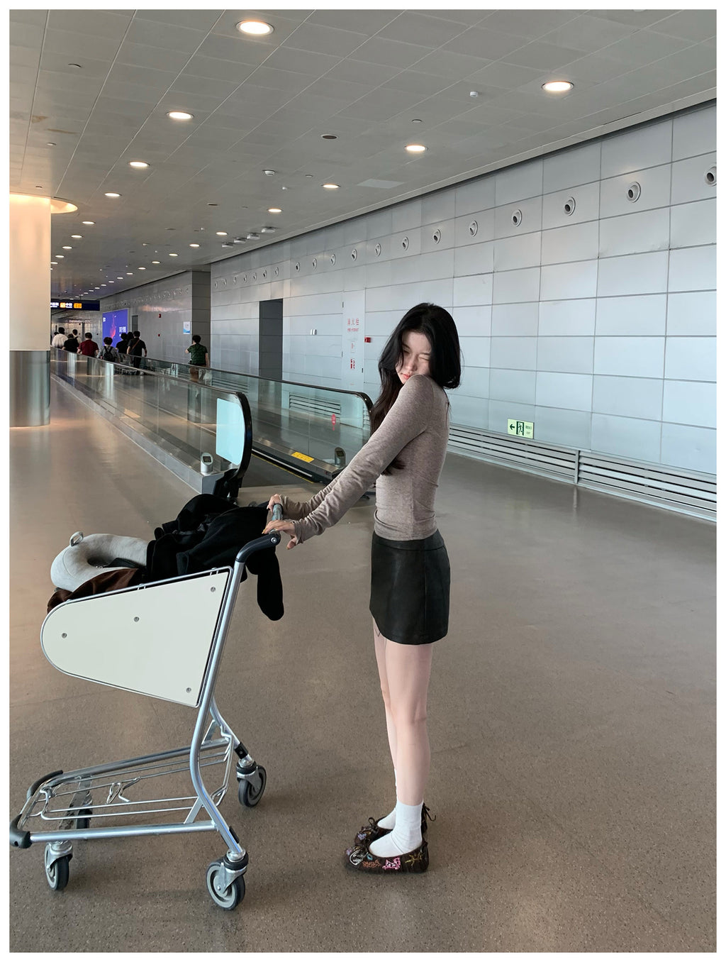 여성용 텐셀 울 V넥 트위스트 프론트 긴팔 탑