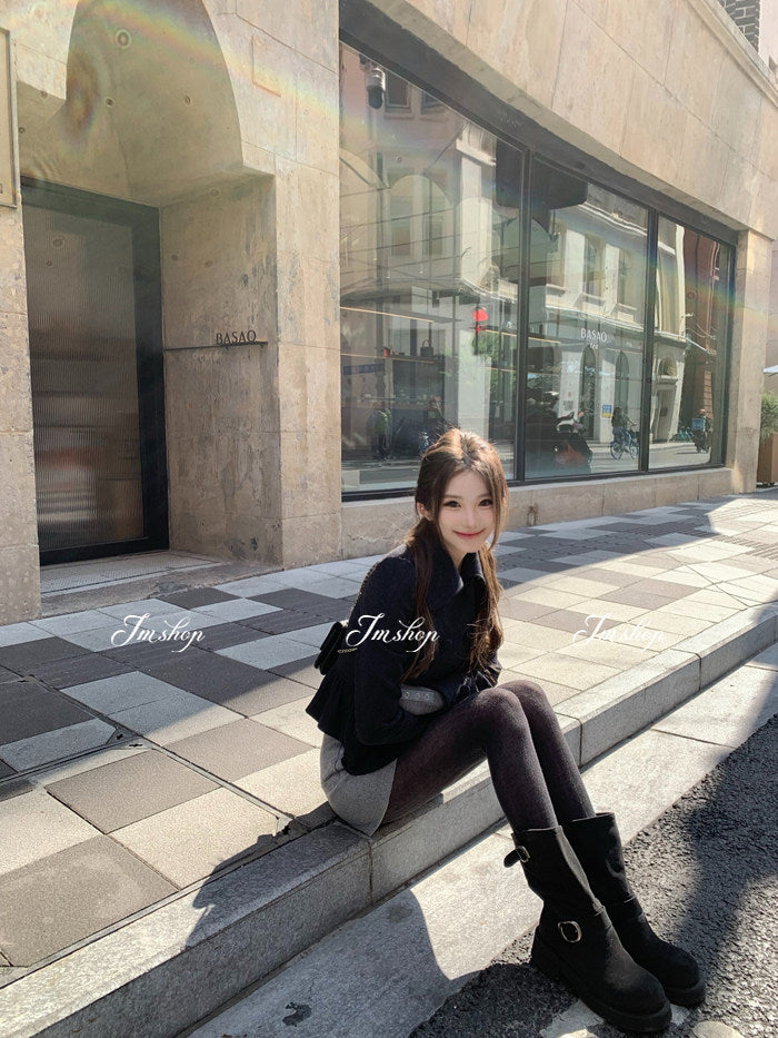 Double-Breasted Wool Blend Coat Jacket for Women Fall Winter Outerwear