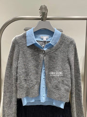 Faux-Layered Knit Cardigan