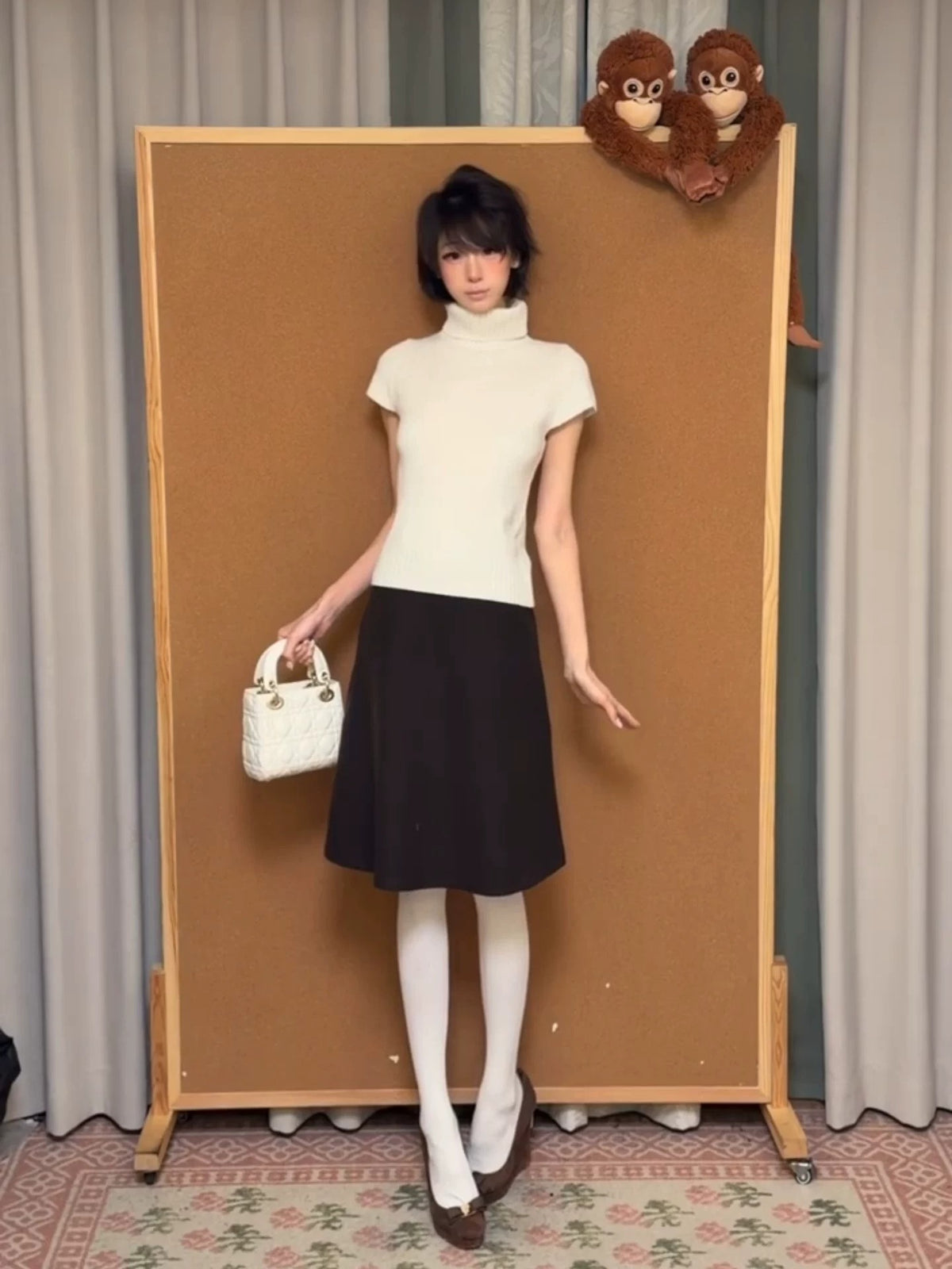 Elegant Short-Sleeve Knit Top & Skirt Set