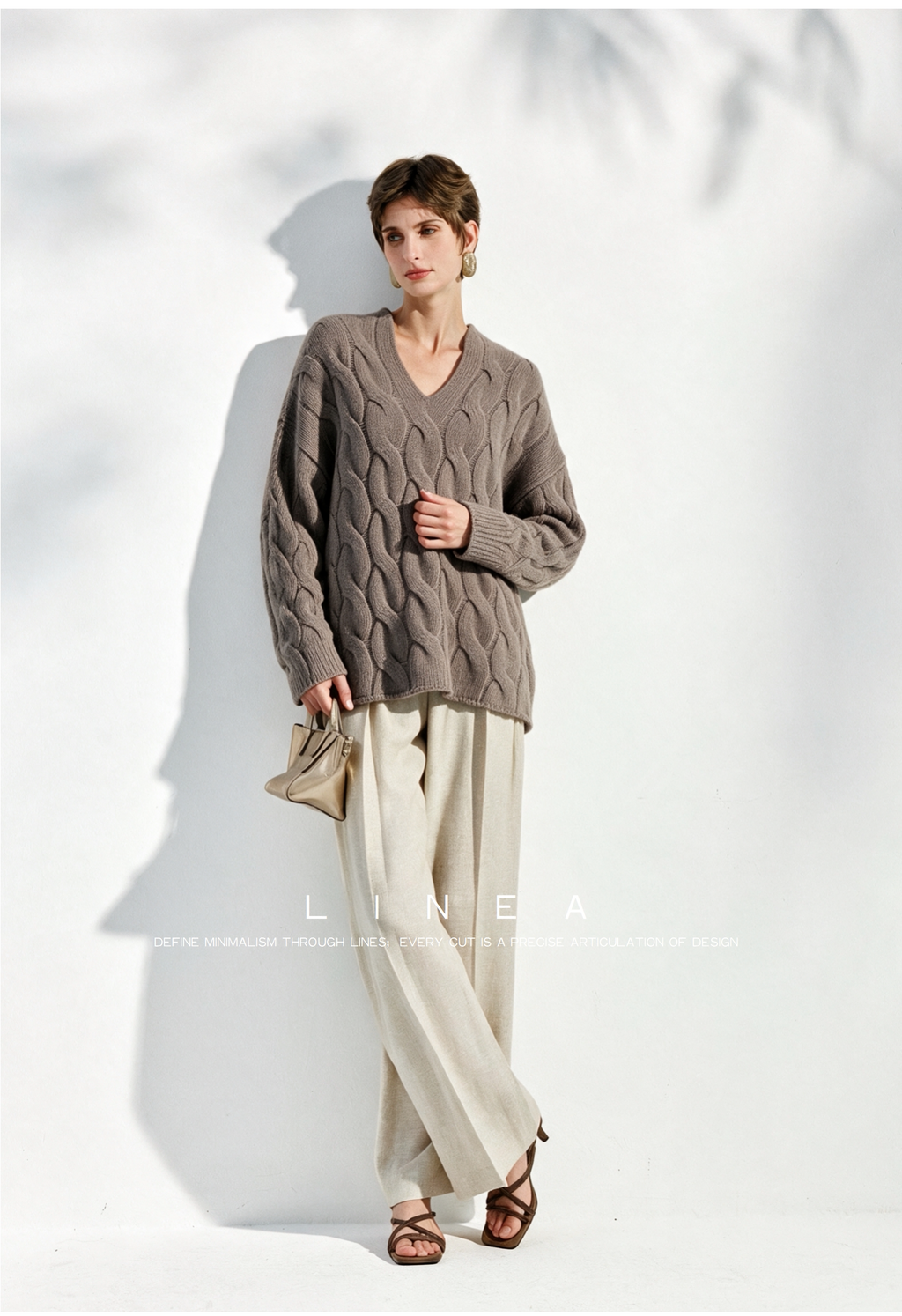 Unisex Cable-Knit V-Neck Sweater