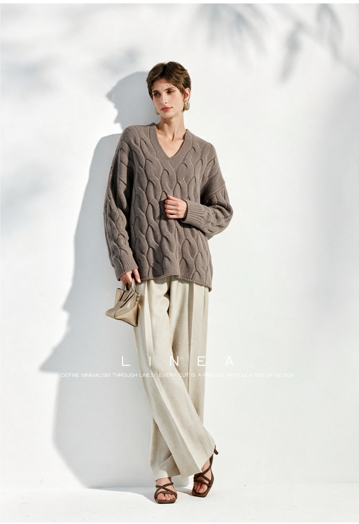 Unisex Cable-Knit V-Neck Sweater