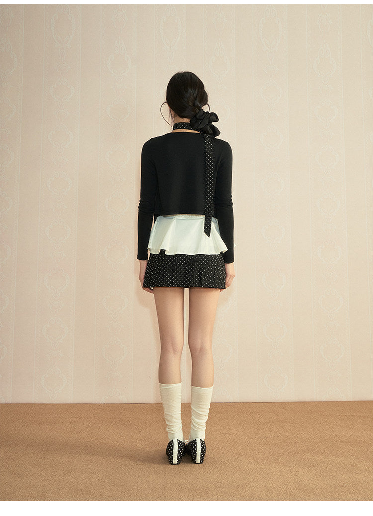 Cardigan + camisole + short skirt three-piece set