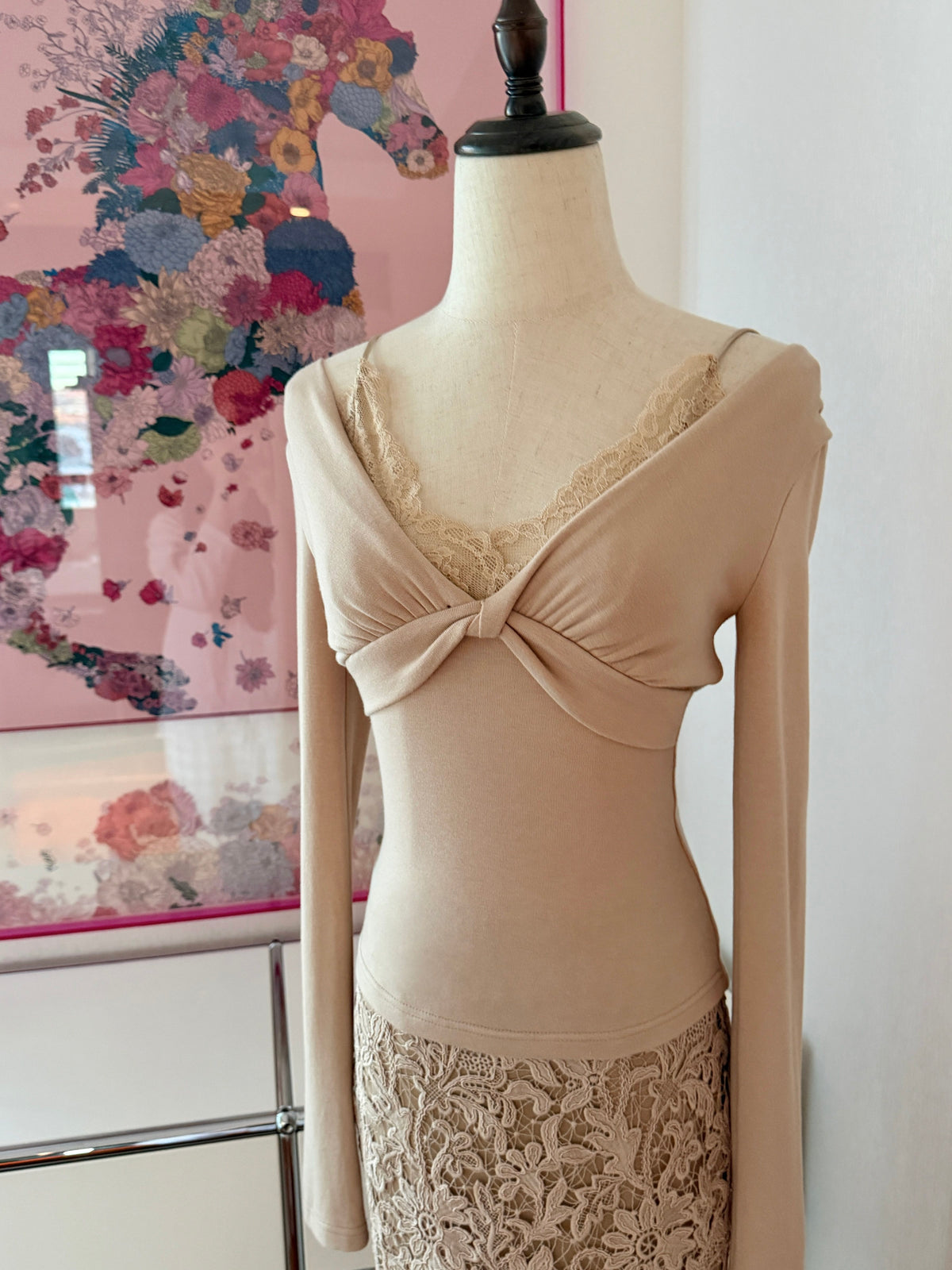 Lace Bodycon Skirt Two-Piece Set with Faux Top Layer