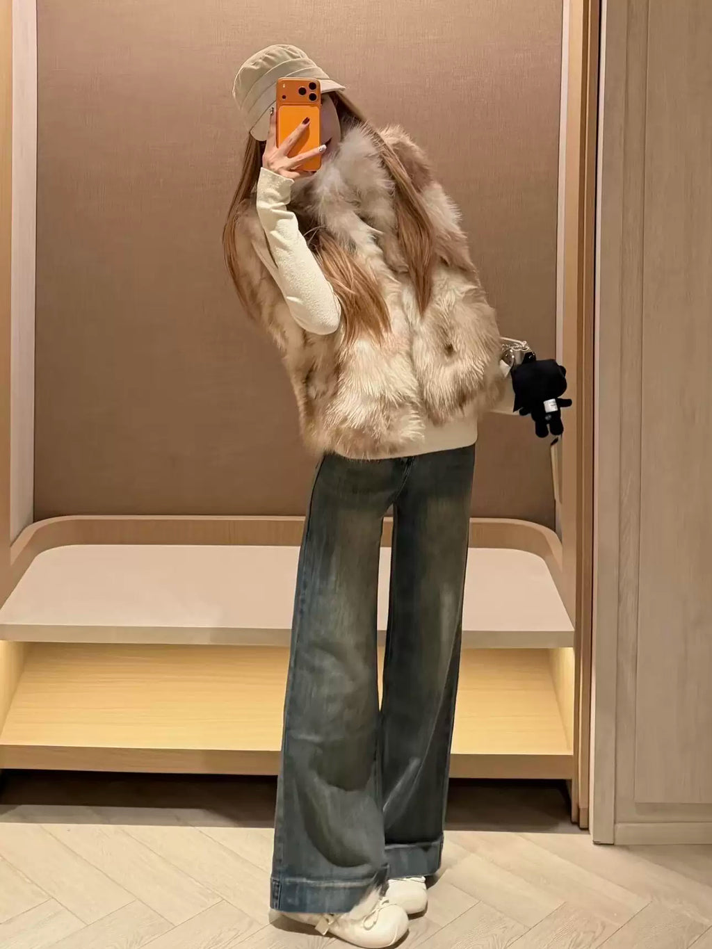 Fall/Winter Stand-Collar Sleeveless Faux Fur Vest