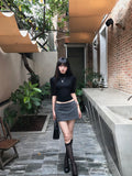 Black short-sleeve T-shirt