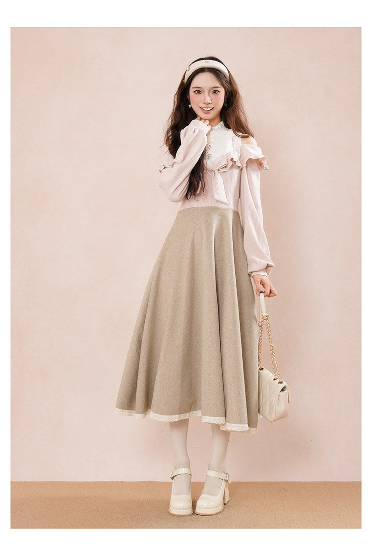 Women's Cold-Shoulder Two-in-One Shirt Dress
