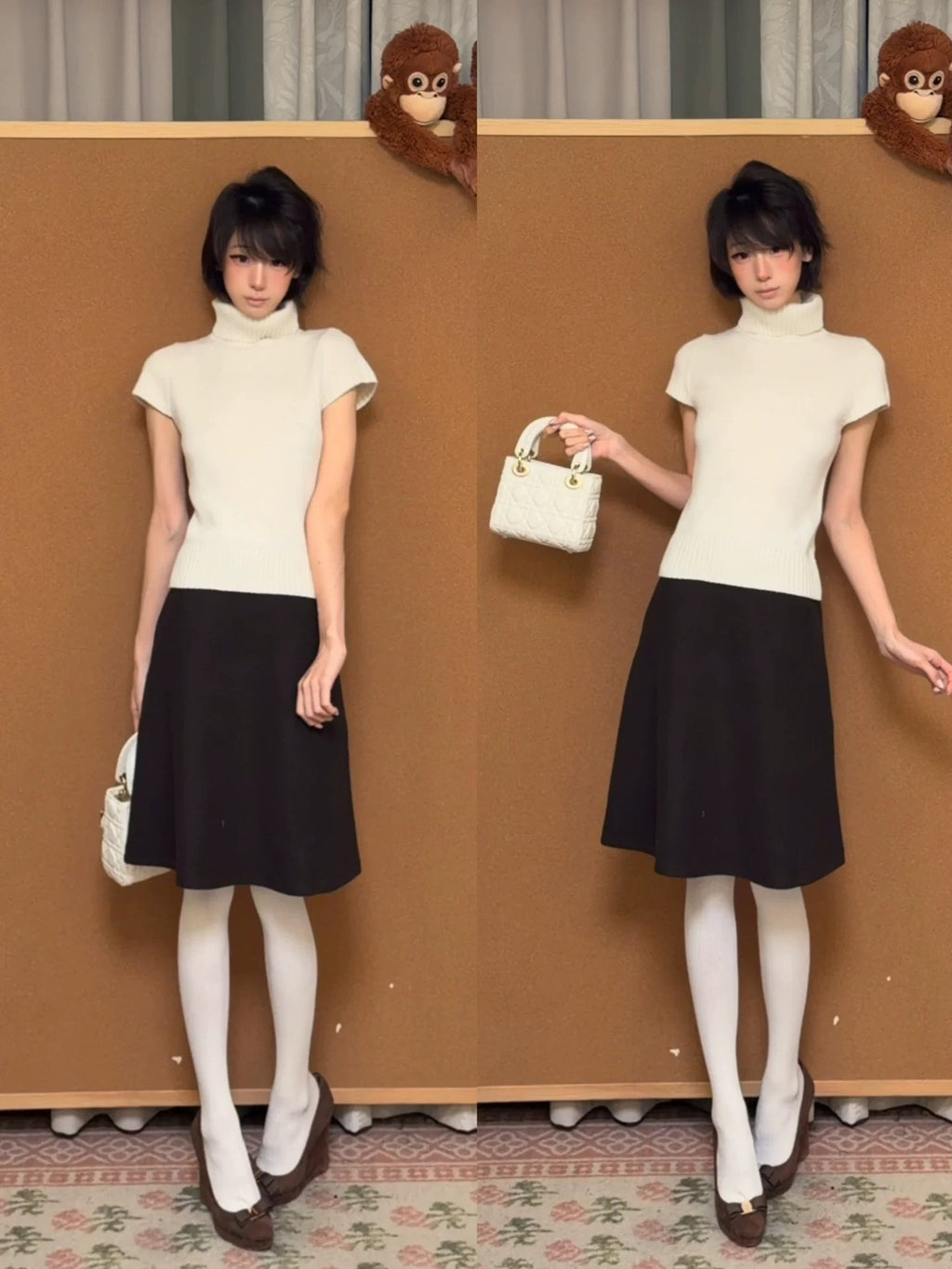 Elegant Short-Sleeve Knit Top & Skirt Set