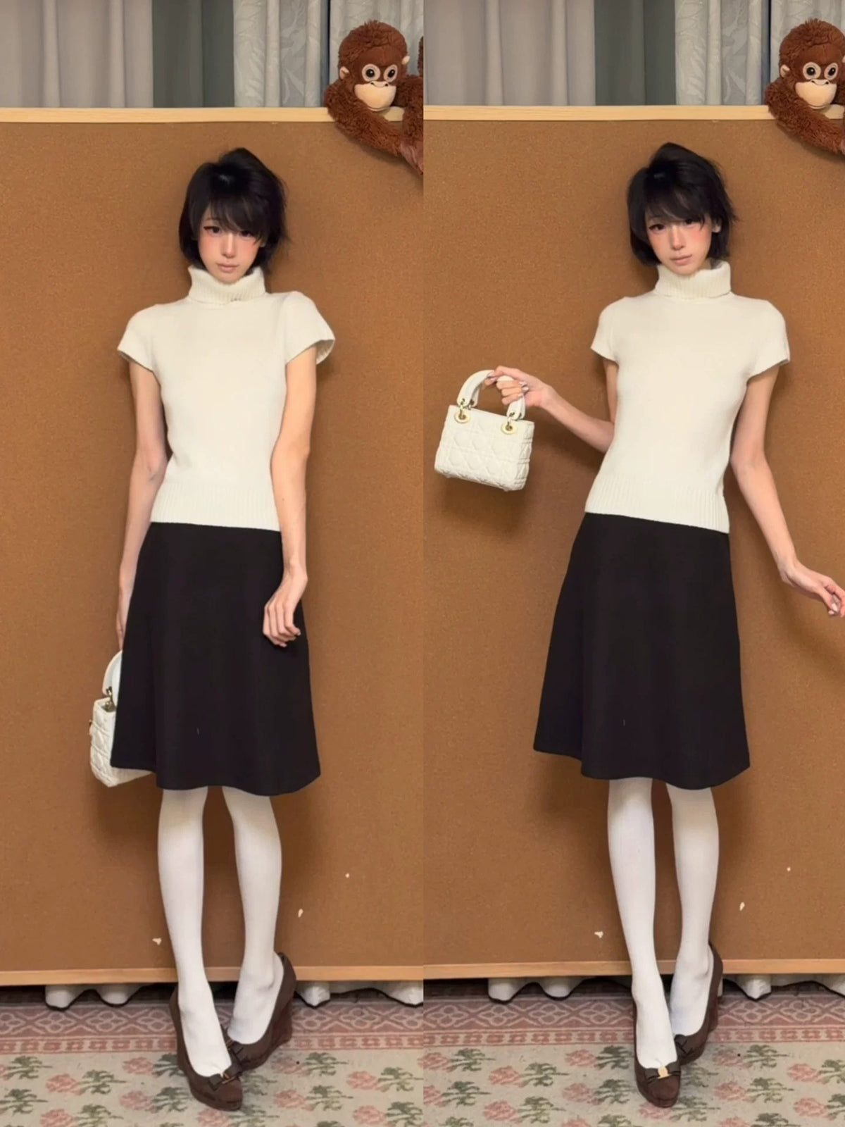 Elegant Short-Sleeve Knit Top & Skirt Set