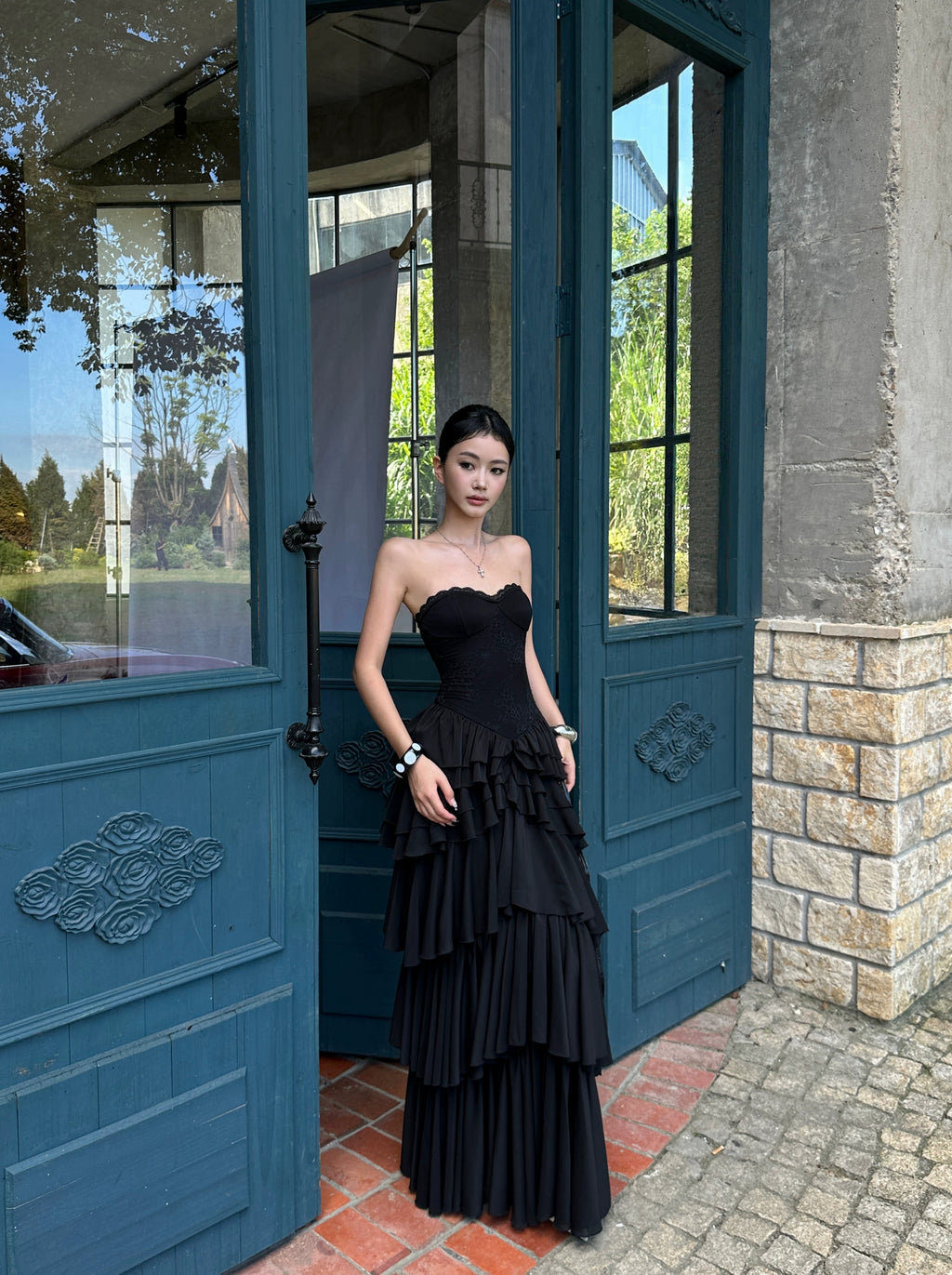 Black Strapless Tiered Bodycon Birthday Dress