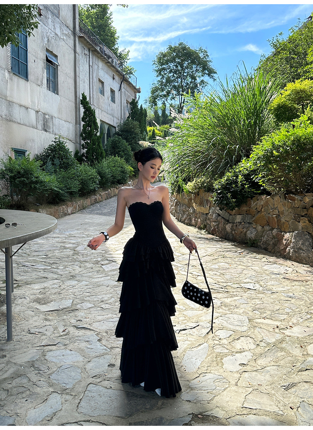 Black Strapless Tiered Bodycon Birthday Dress