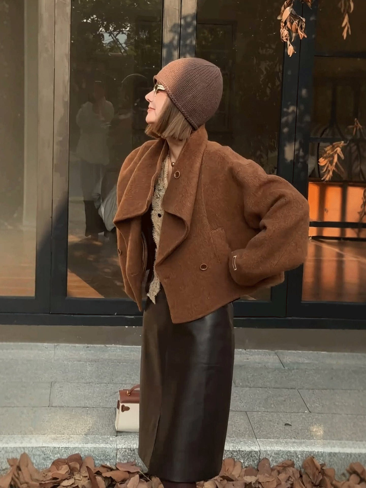 Premium Wool, Yak Down & Mulberry Silk Coat with Oversized Lapels