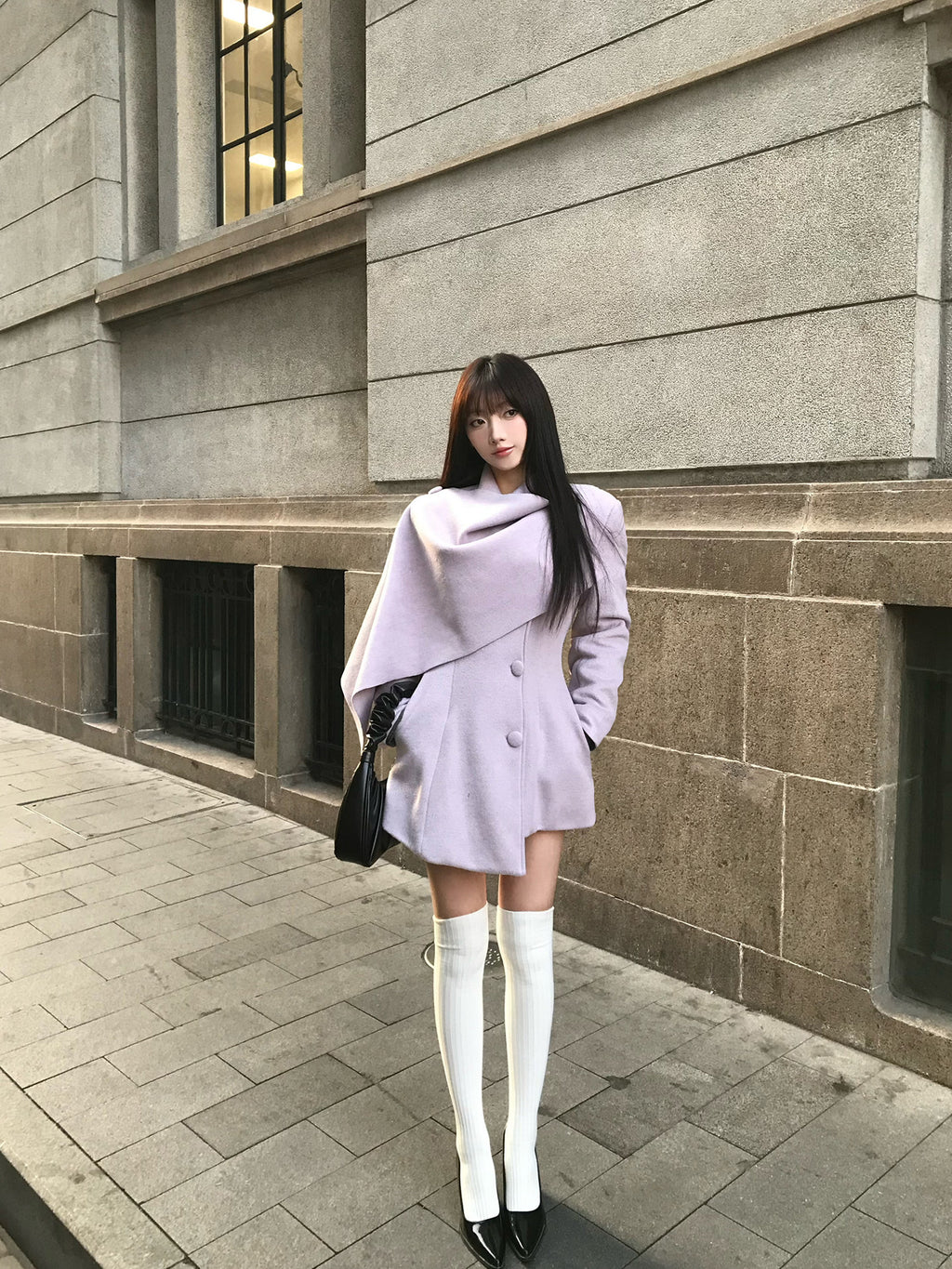 Purple Cape-Style Coat