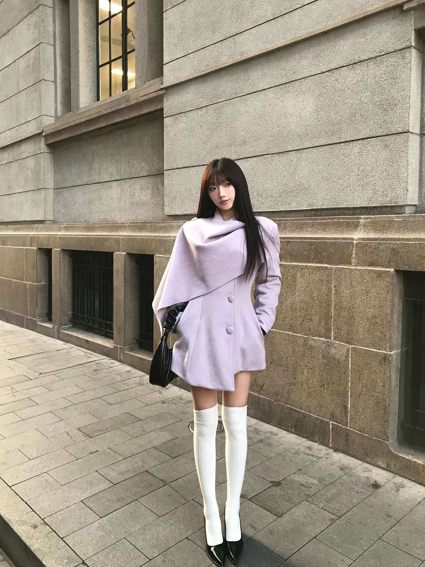 Purple Cape-Style Coat